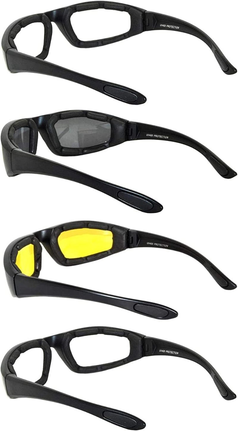 OWL Motorcycle Riding Sport Sunglasses Assorted Color Multipacks, Unisex Foam Padded Wind Blocking Glasses UV400 Protection - Image 3